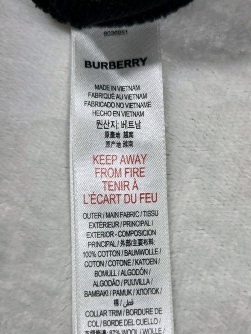 Burberry Black Crewneck Sweater with Cake Graphic and Striped Collar - Picture 4 of 8